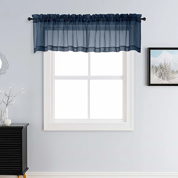 Patin Navy Blue Sheer Curtains Valances