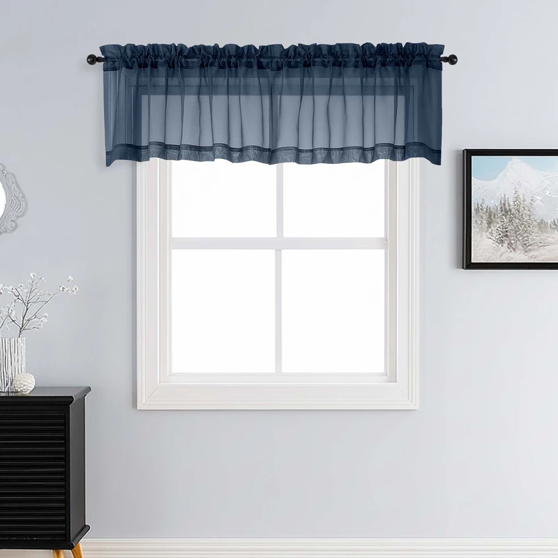 Patin Navy Blue Sheer Curtains Valances