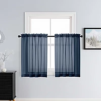 Patin Navy Blue Sheer Curtains Valances
