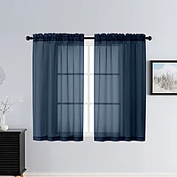 Patin Navy Blue Sheer Curtains Valances
