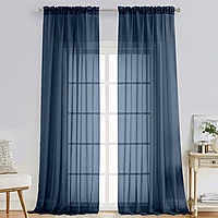 Patin Navy Blue Sheer Curtains Valances