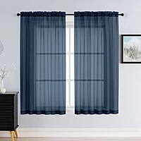 Patin Navy Blue Sheer Curtains Valances