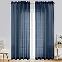 Patin Navy Blue Sheer Curtains Valances