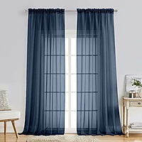 Patin Navy Blue Sheer Curtains Valances