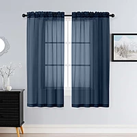 Patin Navy Blue Sheer Curtains Valances