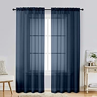 Patin Navy Blue Sheer Curtains Valances