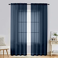Patin Navy Blue Sheer Curtains Valances