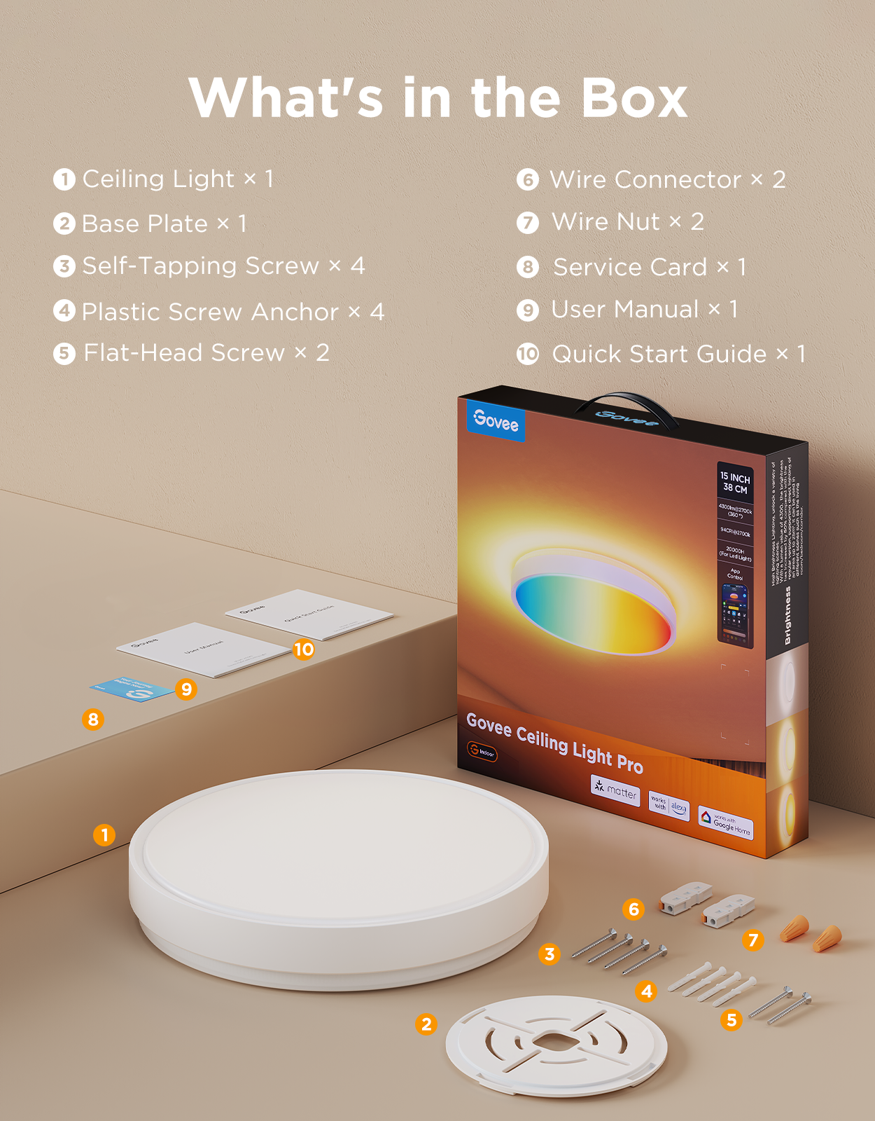 Govee 15inch RGBICWW + RGBICWW Round Smart Ceiling Light