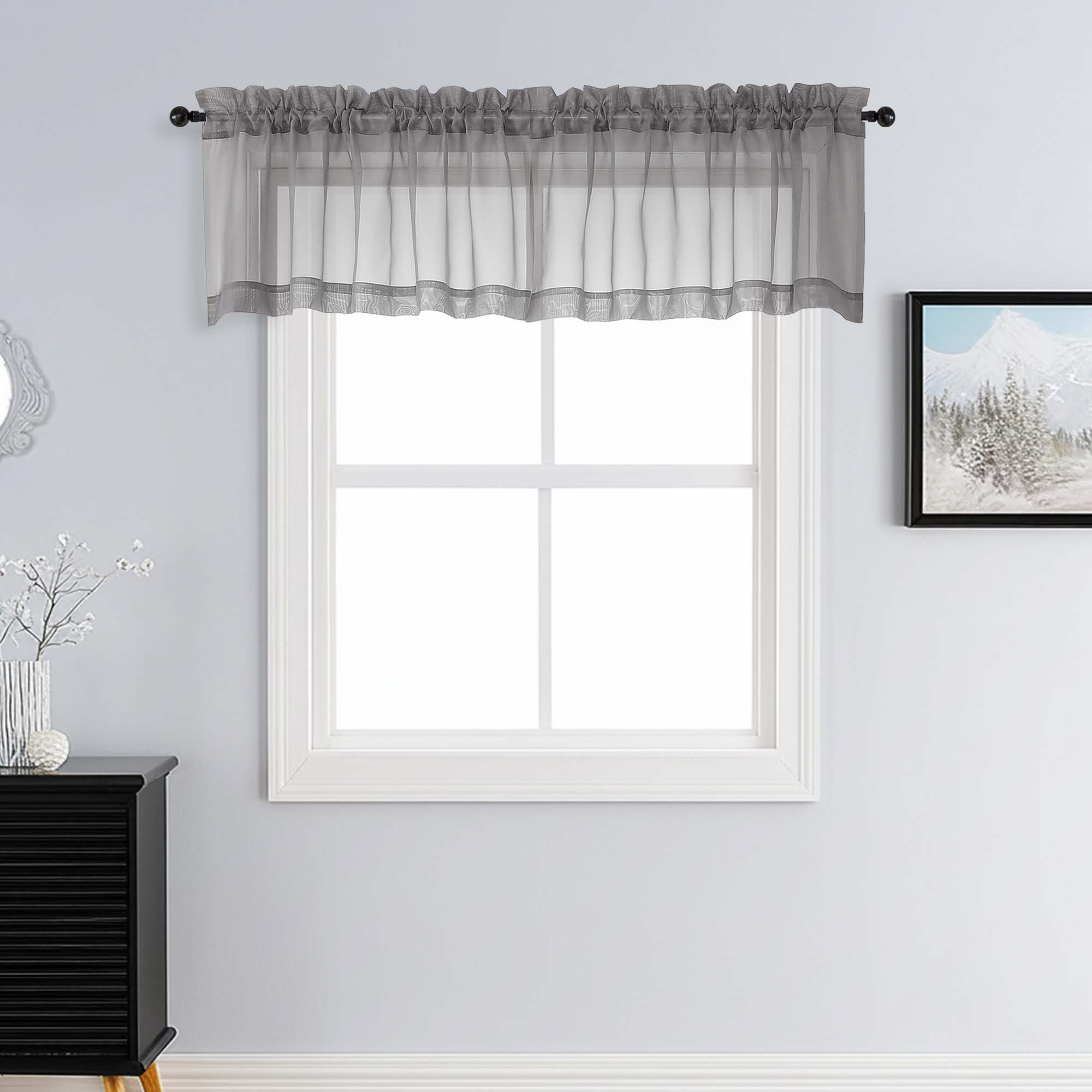 Patin Charcoal Grey Sheer Curtains Valances