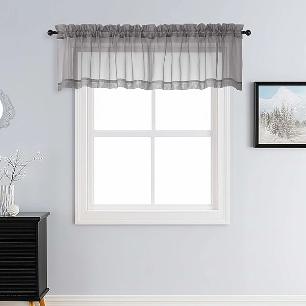 Patin Charcoal Grey Sheer Curtains Valances