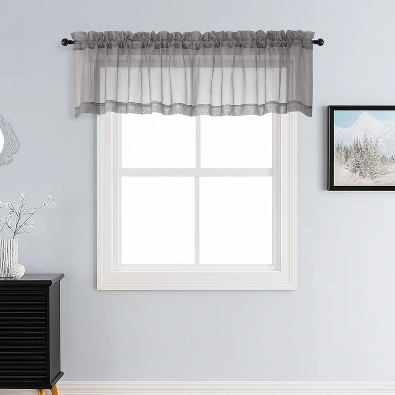 Patin Charcoal Grey Sheer Curtains Valances