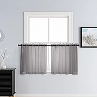 Patin Charcoal Grey Sheer Curtains Valances