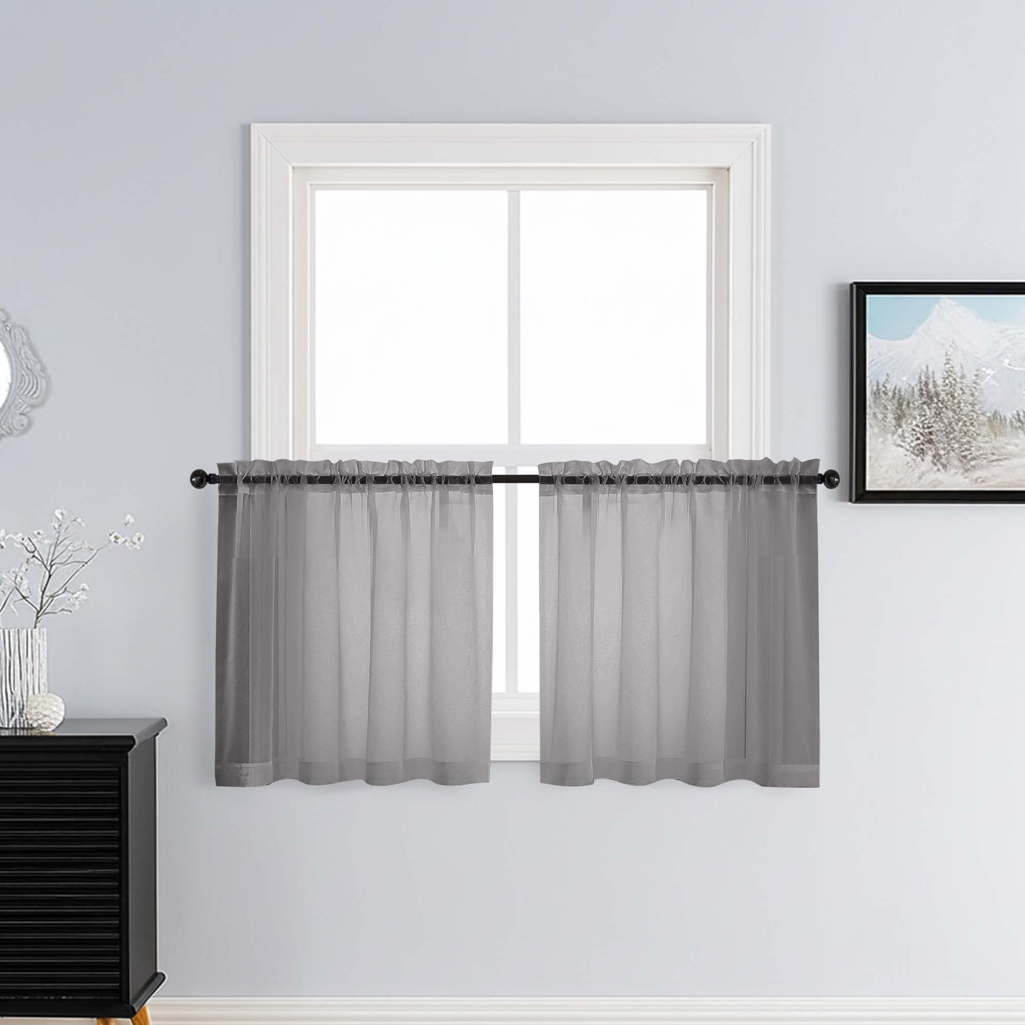 Patin Charcoal Grey Sheer Curtains Valances