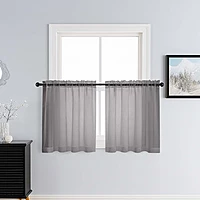 Patin Charcoal Grey Sheer Curtains Valances