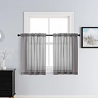 Patin Charcoal Grey Sheer Curtains Valances