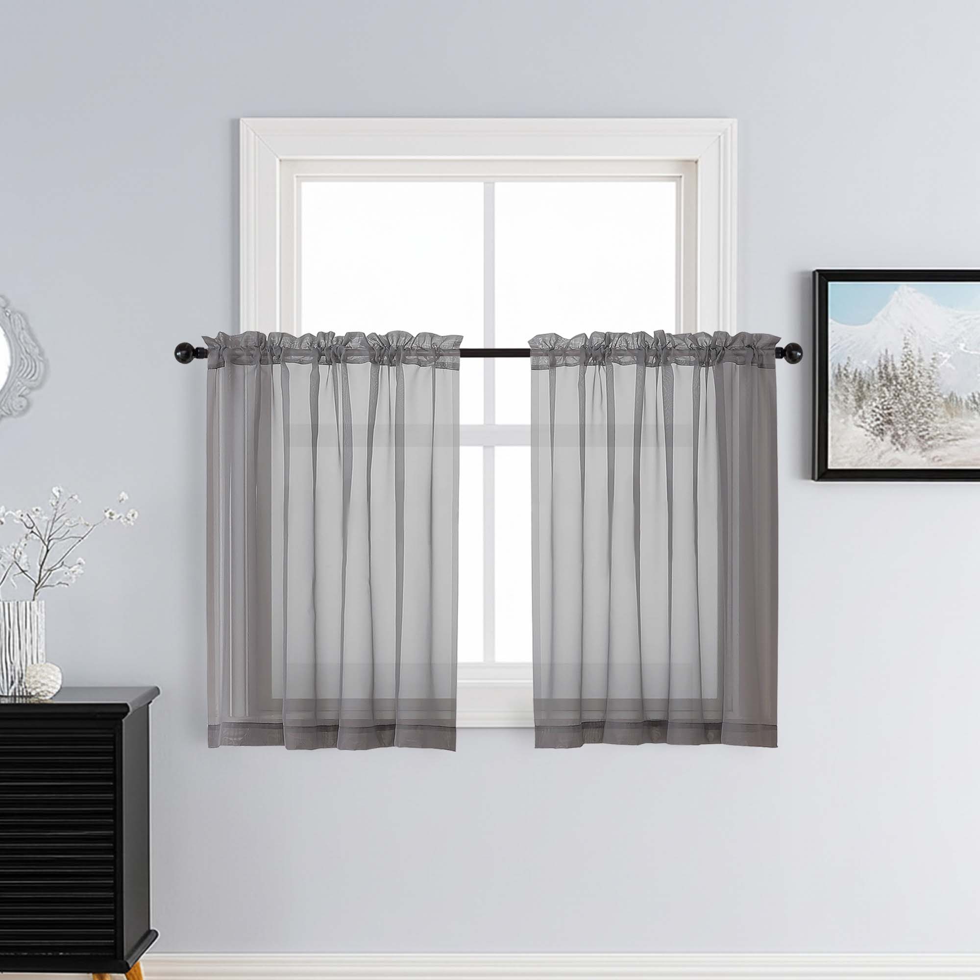 Patin Charcoal Grey Sheer Curtains Valances