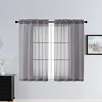 Patin Charcoal Grey Sheer Curtains Valances