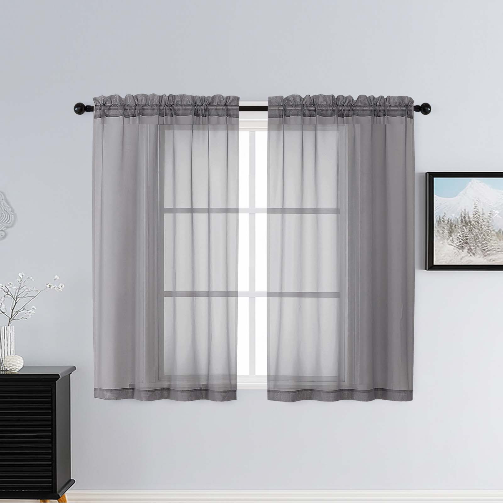 Patin Charcoal Grey Sheer Curtains Valances