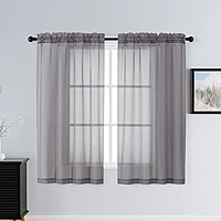 Patin Charcoal Grey Sheer Curtains Valances