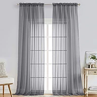 Patin Charcoal Grey Sheer Curtains Valances