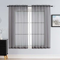 Patin Charcoal Grey Sheer Curtains Valances