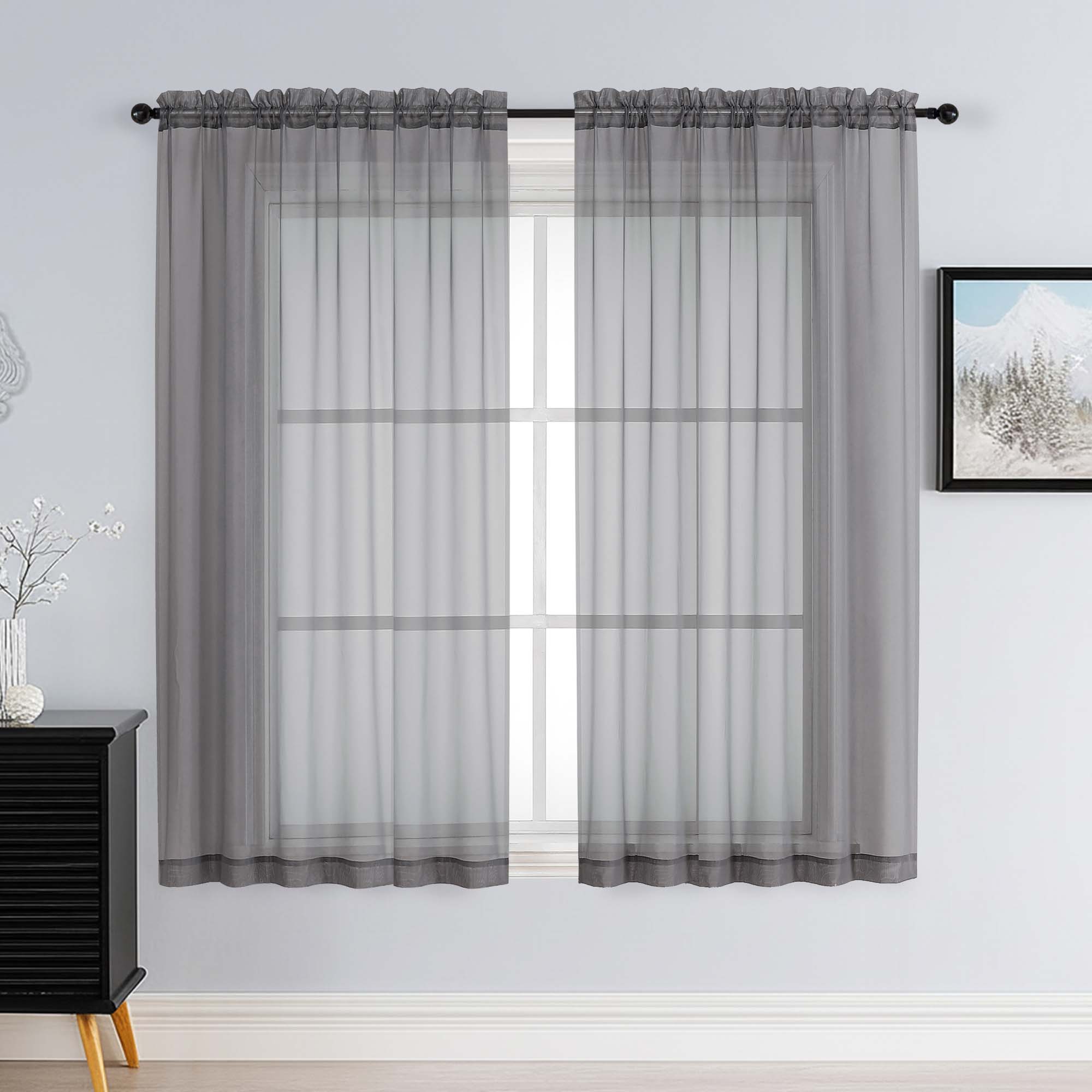 Patin Charcoal Grey Sheer Curtains Valances