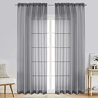 Patin Charcoal Grey Sheer Curtains Valances