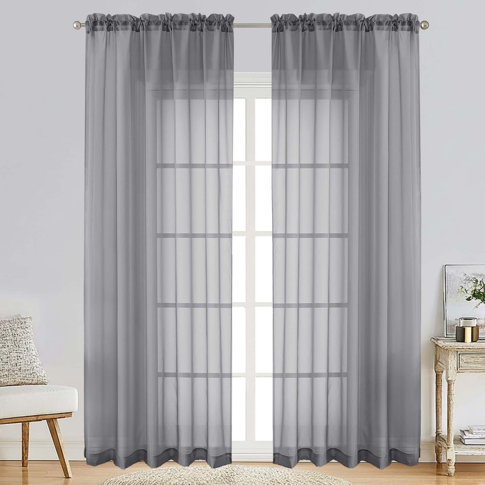 Patin Charcoal Grey Sheer Curtains Valances