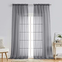 Patin Charcoal Grey Sheer Curtains Valances