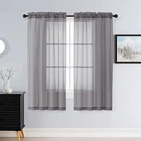 Patin Charcoal Grey Sheer Curtains Valances