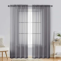Patin Charcoal Grey Sheer Curtains Valances