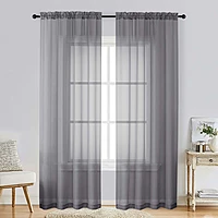 Patin Charcoal Grey Sheer Curtains Valances