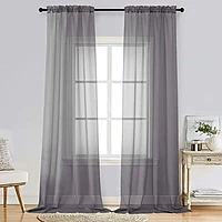 Patin Charcoal Grey Sheer Curtains Valances