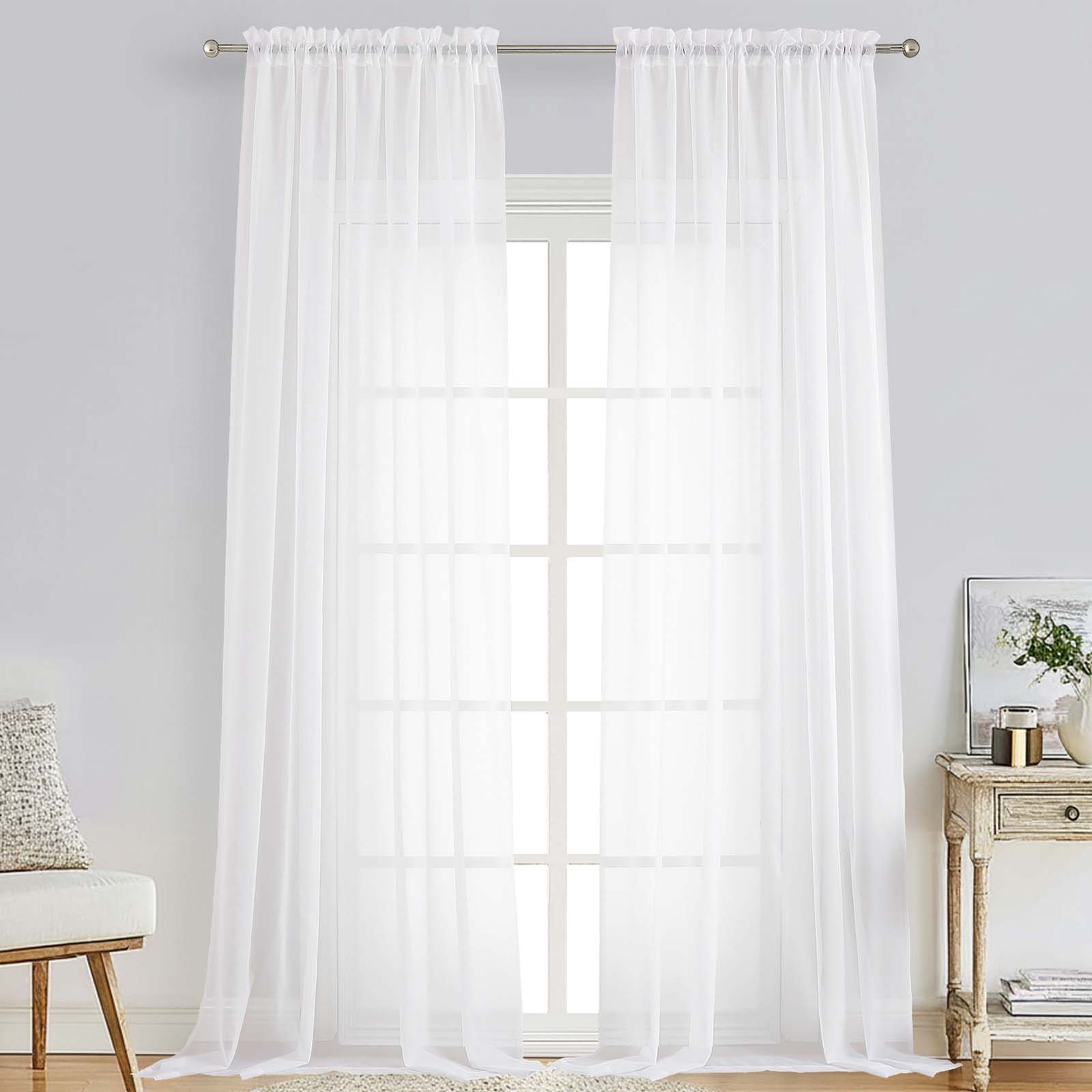 Patin White Sheer Curtains Valances