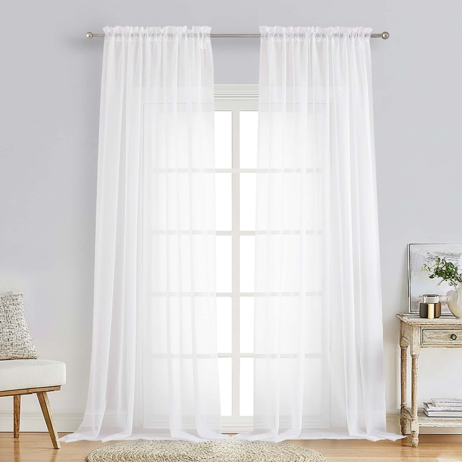 Patin White Sheer Curtains Valances