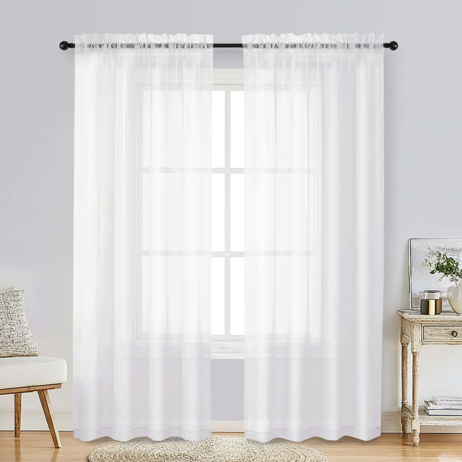 Patin White Sheer Curtains Valances
