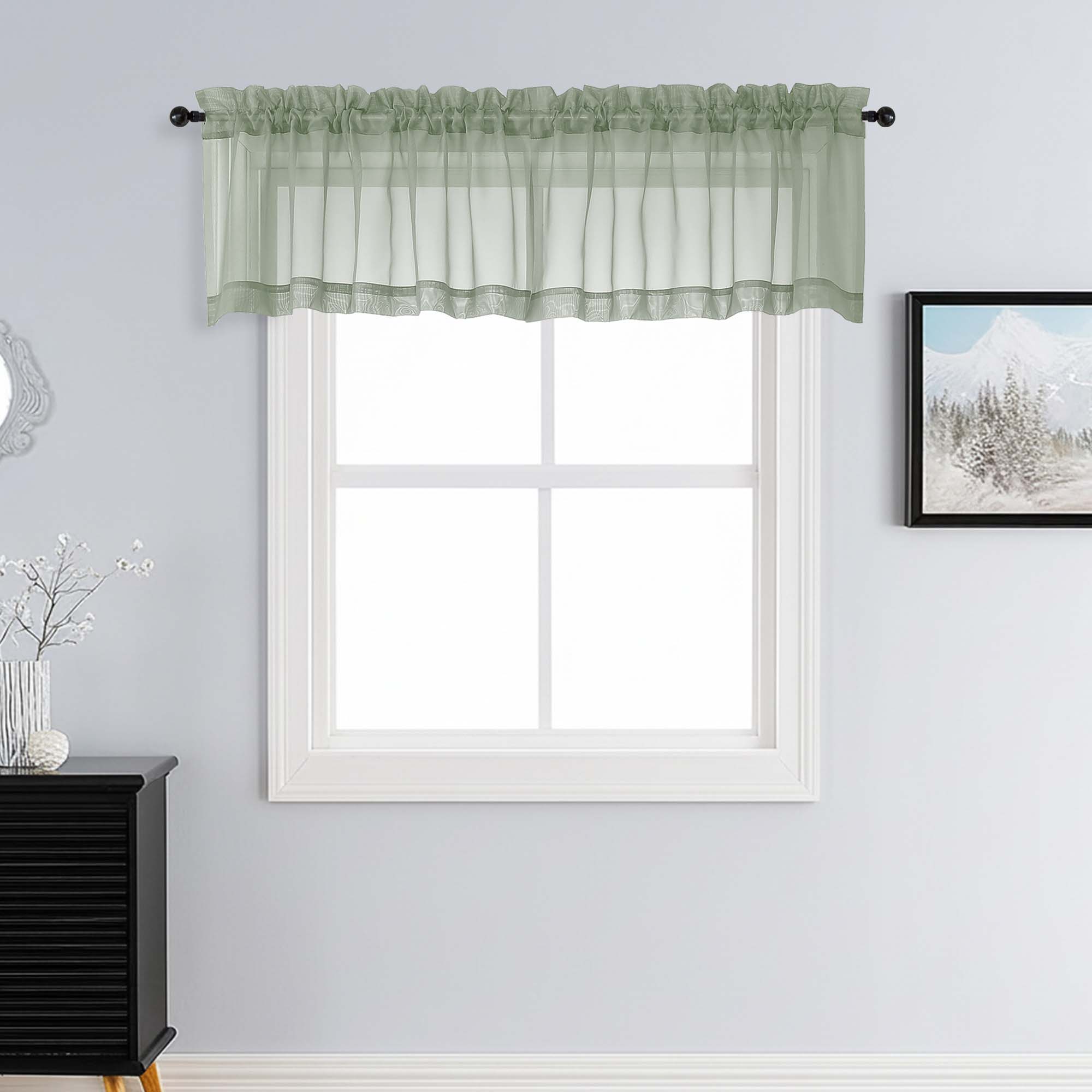 Patin Light Green Sheer Curtains Valances