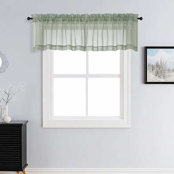 Patin Light Green Sheer Curtains Valances