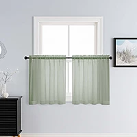 Patin Sage Green Sheer Curtains Valances