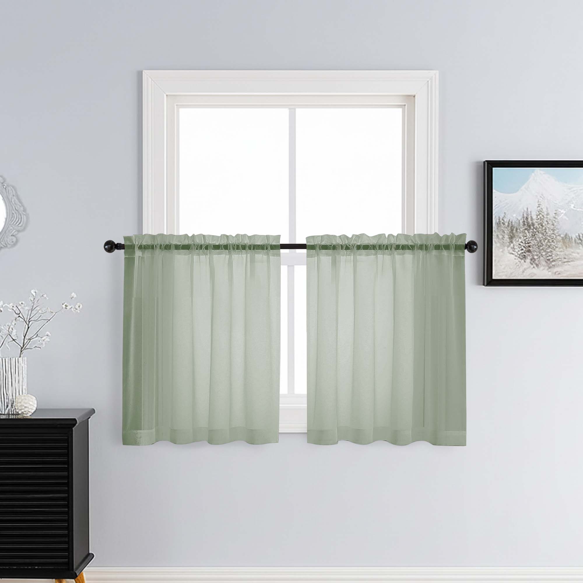Patin Sage Green Sheer Curtains Valances