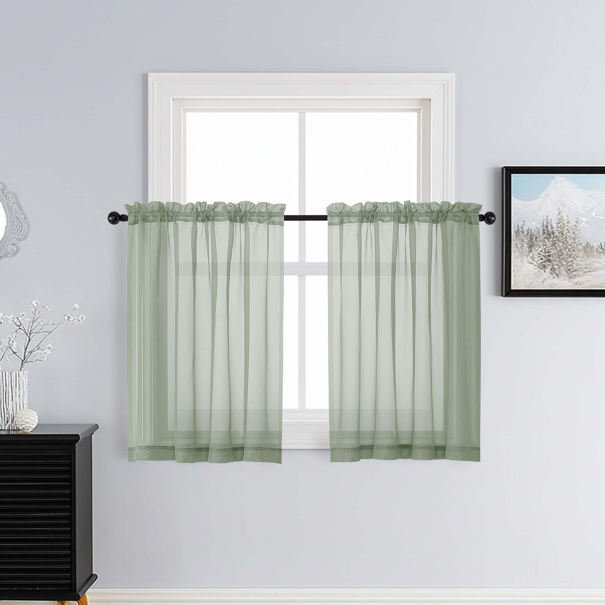 Patin Light Green Sheer Curtains Valances