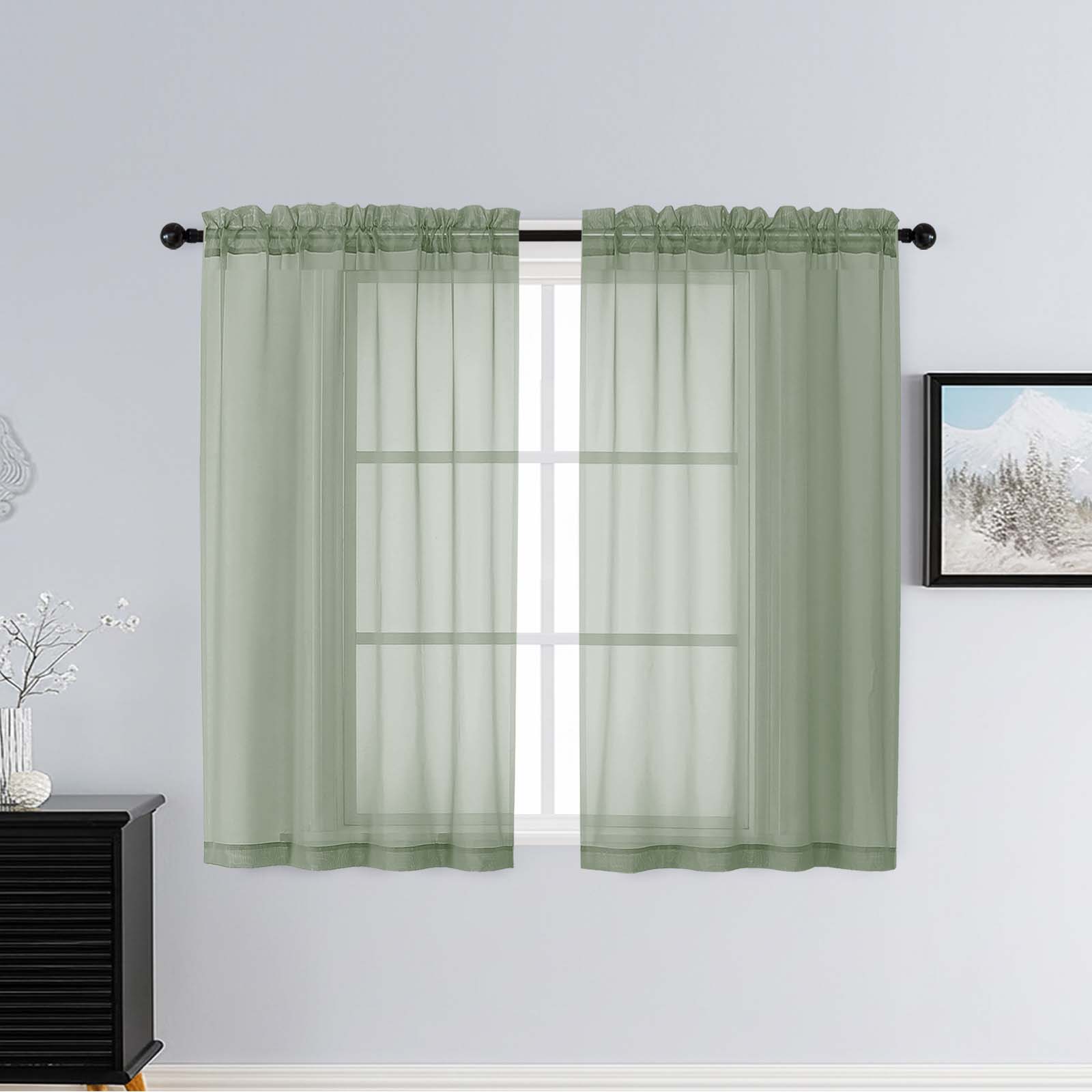 Patin Light Green Sheer Curtains Valances