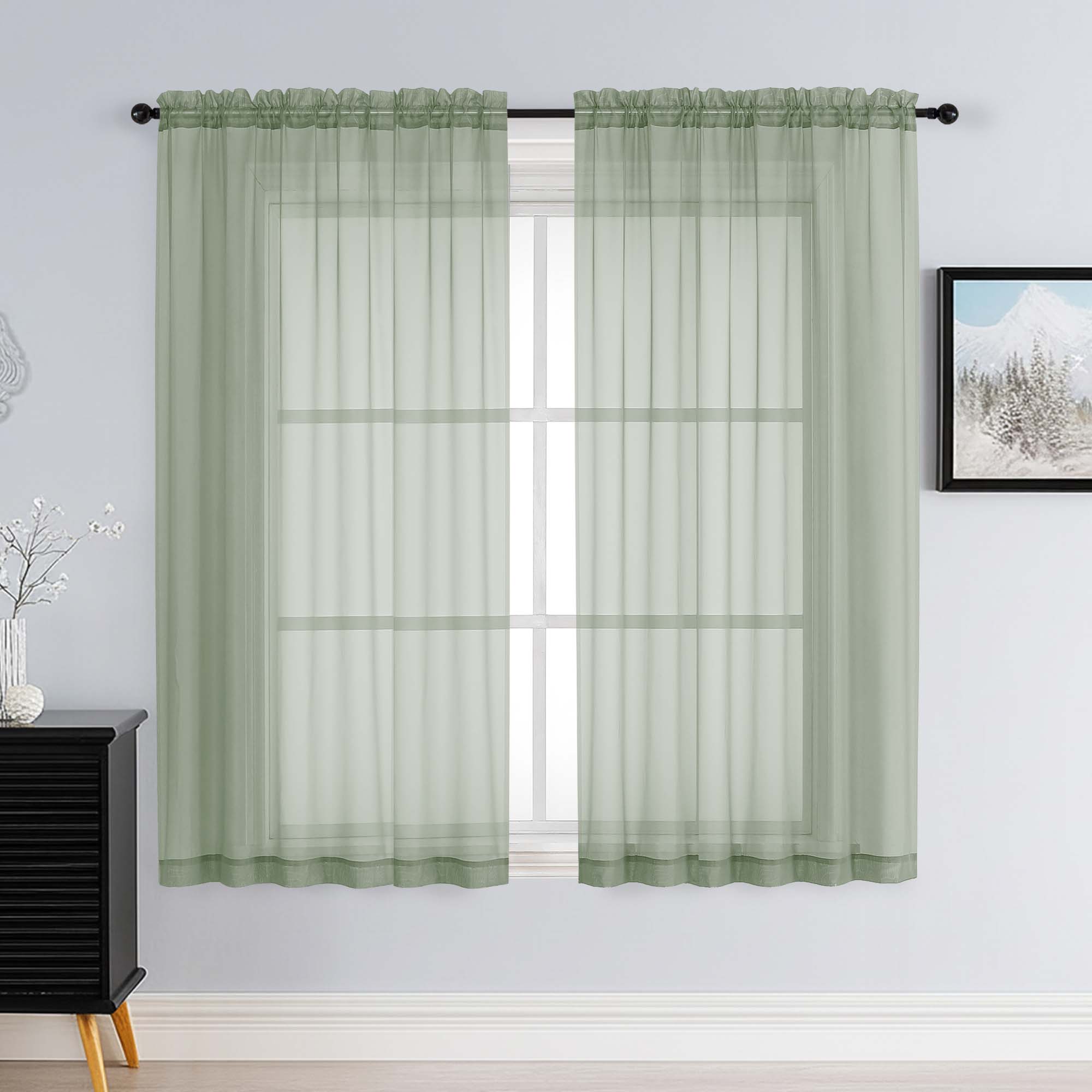 Patin Sage Green Sheer Curtains Valances