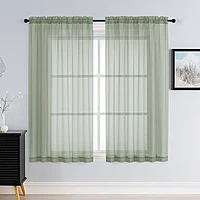 Patin Light Green Sheer Curtains Valances