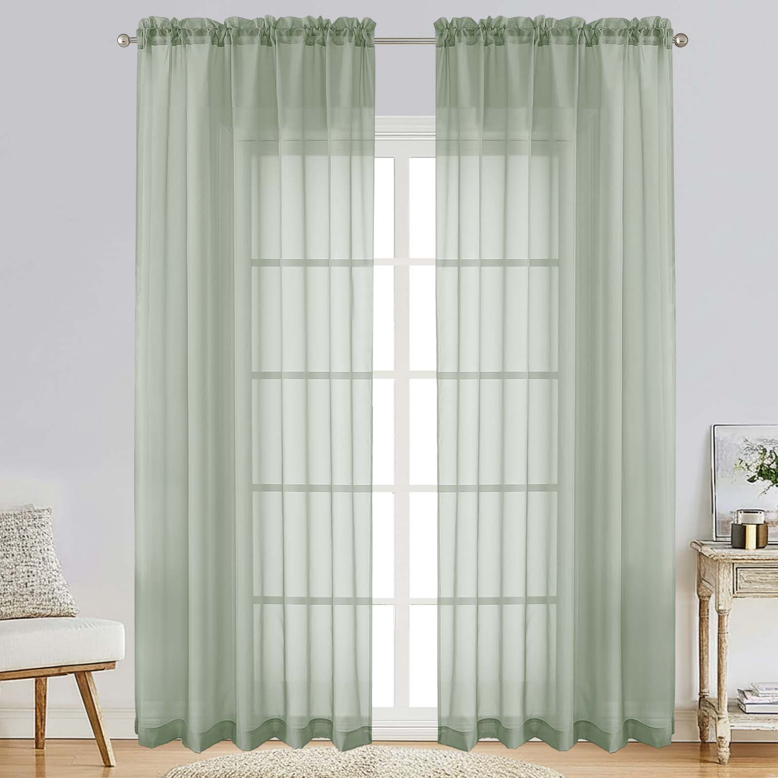 Patin Light Green Sheer Curtains Valances
