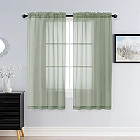 Patin Sage Green Sheer Curtains Valances