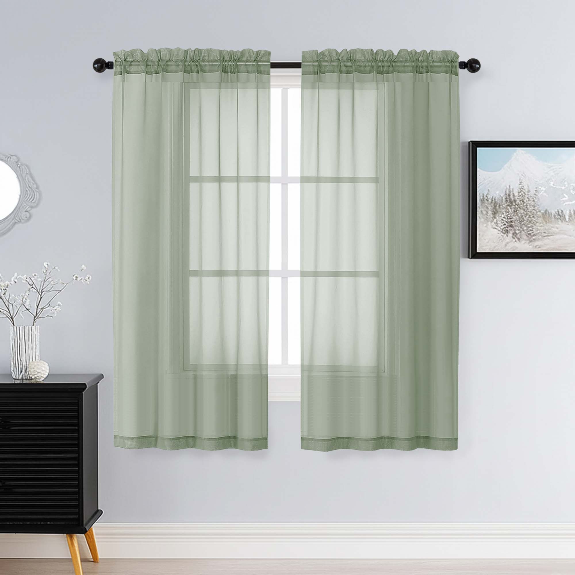 Patin Light Green Sheer Curtains Valances