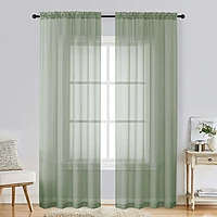 Patin Sage Green Sheer Curtains Valances