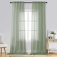 Patin Sage Green Sheer Curtains Valances