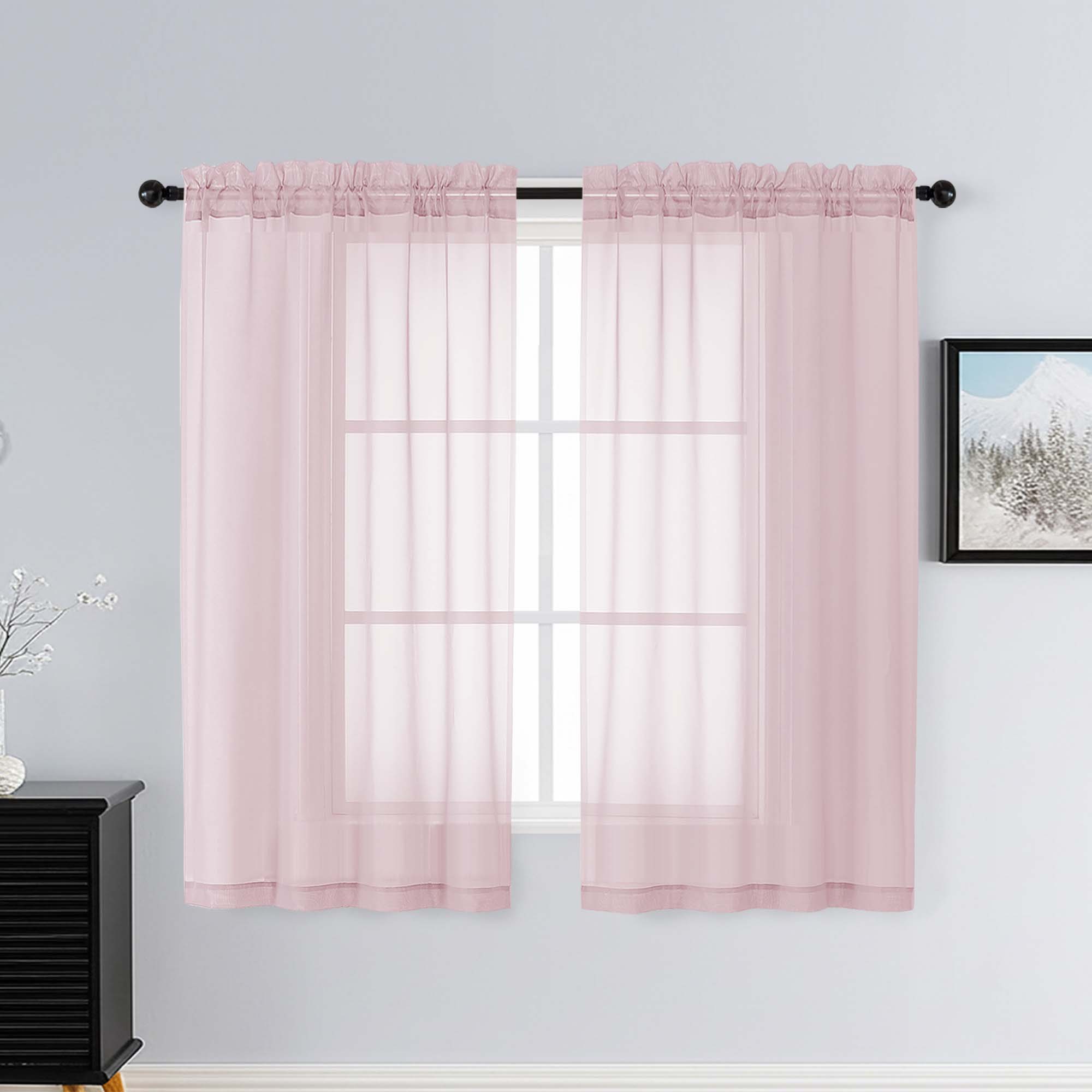 Patin Blush Pink Sheer Curtains Valances